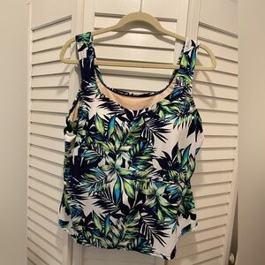 SWIMSUITS for ALL (1) “Tropical Print Tankini Top” Size 18 Blue/Green NWOT